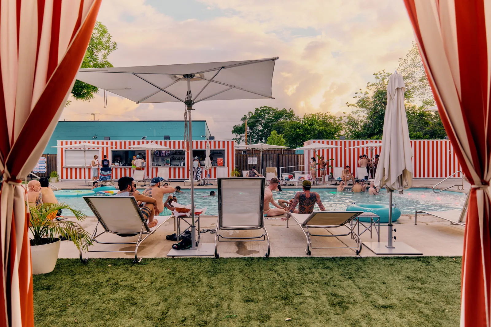 Cabanas by the pool at Summer House in Dallas