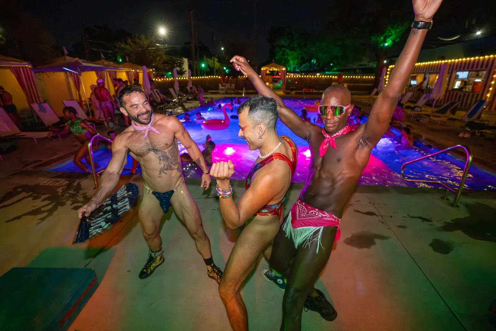 Guests dancing at night at Summer House