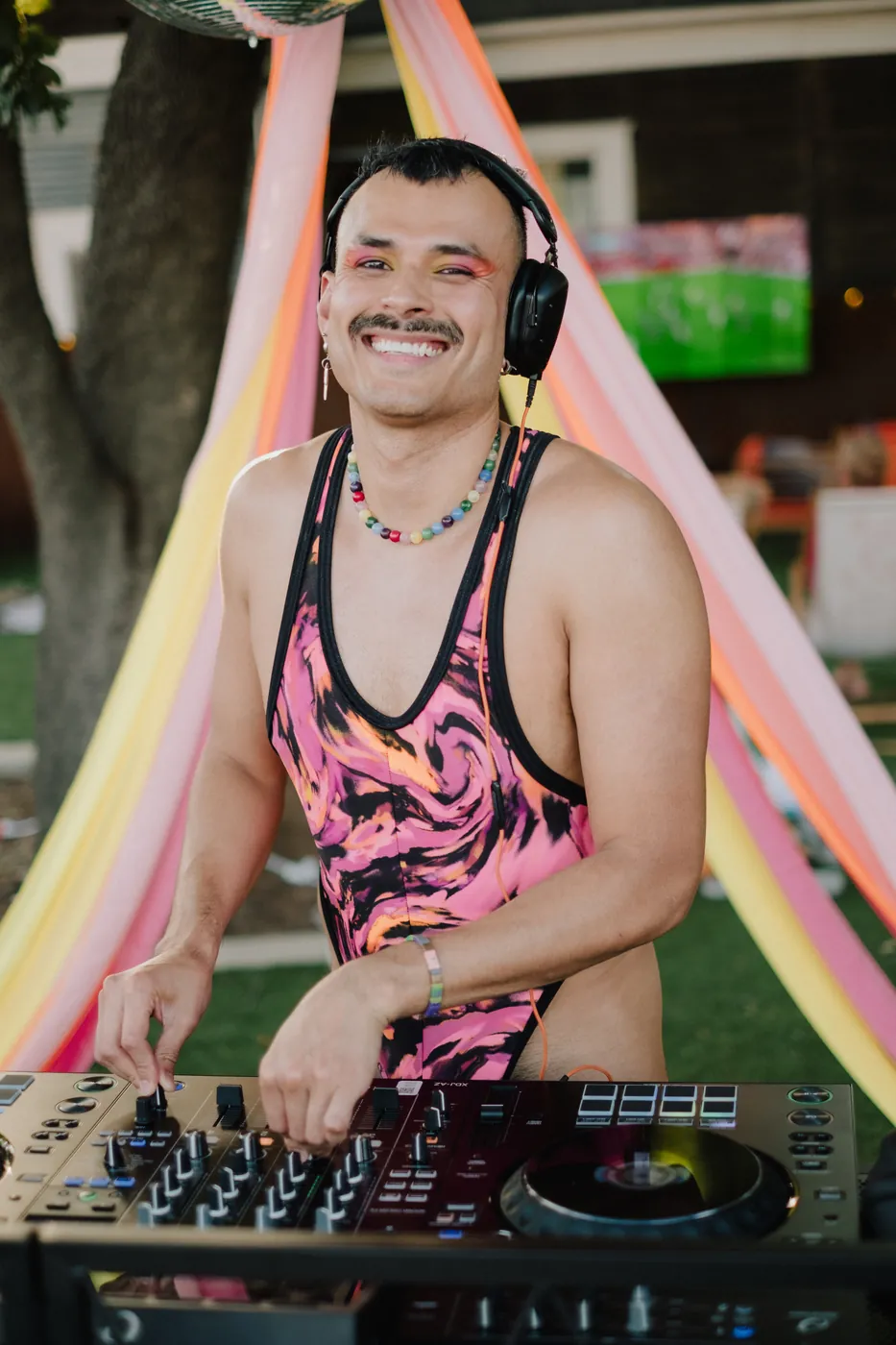 The DJ booth by the pool at Summer House